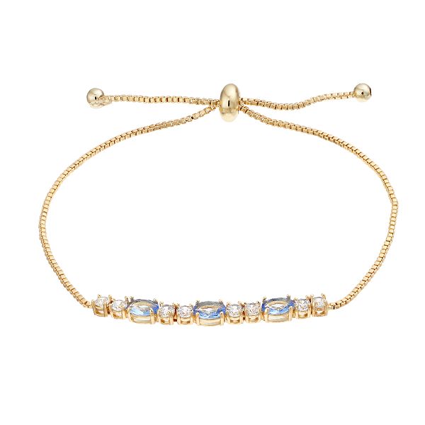 City Luxe Cubic Zirconia Simulated Birthstone Adjustable Bracelet - Gold Tone September