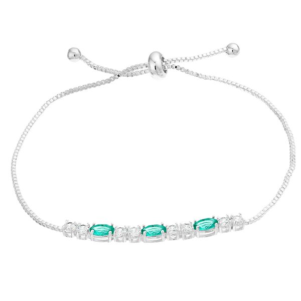 City Luxe Cubic Zirconia Simulated Birthstone Adjustable Bracelet - Silver Tone December