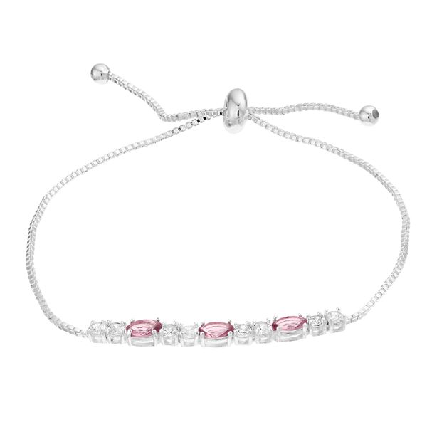 City Luxe Cubic Zirconia Simulated Birthstone Adjustable Bracelet - Silver Tone February