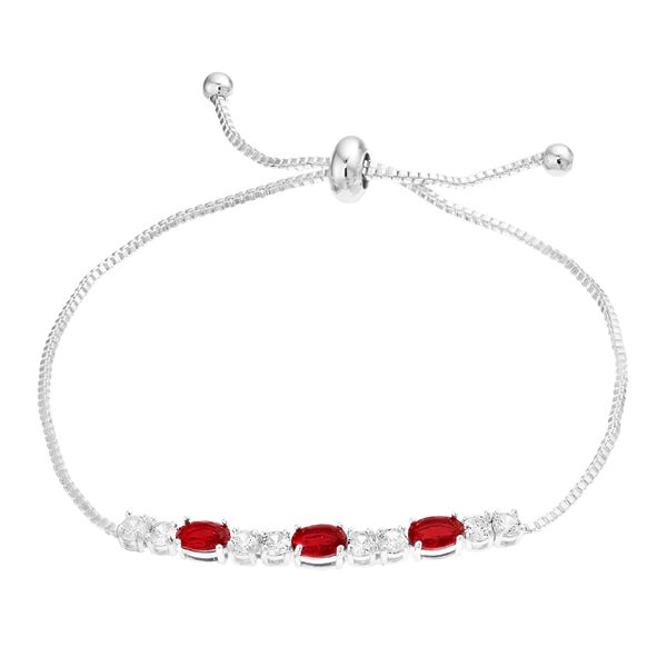 City Luxe Cubic Zirconia Simulated Birthstone Adjustable Bracelet - Silver Tone July