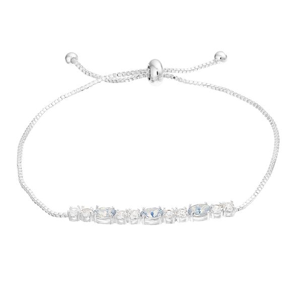 City Luxe Cubic Zirconia Simulated Birthstone Adjustable Bracelet - Silver Tone October