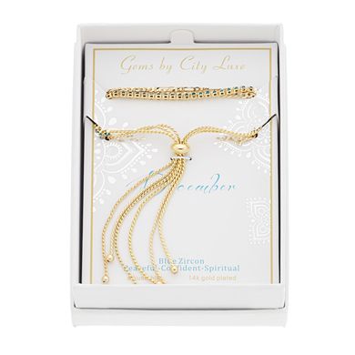 City Luxe Crystal Simulated Birthstone Multi-Strand Adjustable Chain Bracelet