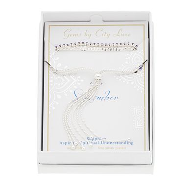City Luxe Crystal Simulated Birthstone Multi-Strand Adjustable Chain Bracelet