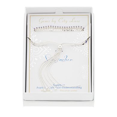 City Luxe Crystal Simulated Birthstone Multi-Strand Adjustable Chain Bracelet