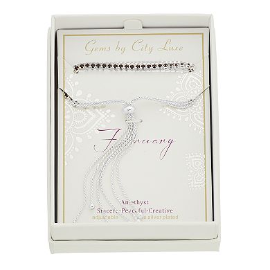 City Luxe Crystal Simulated Birthstone Multi-Strand Adjustable Chain Bracelet