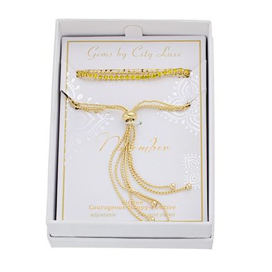 City Luxe Crystal Simulated Birthstone Multi-Strand Adjustable Chain Bracelet