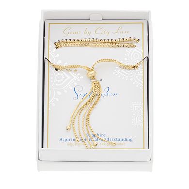 City Luxe Crystal Simulated Birthstone Multi-Strand Adjustable Chain Bracelet