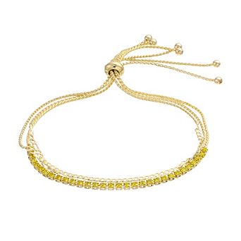 City Luxe Crystal Simulated Birthstone Multi-Strand Adjustable Chain Bracelet