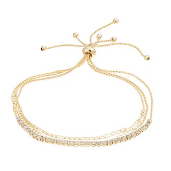 City Luxe Crystal Simulated Birthstone Multi-Strand Adjustable Chain Bracelet