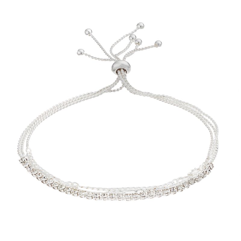 City Luxe Crystal Simulated Birthstone Multi-Strand Adjustable Chain Bracel