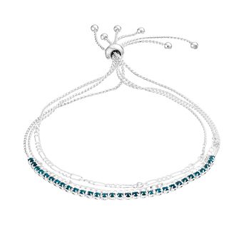 City Luxe Crystal Simulated Birthstone Multi-Strand Adjustable Chain Bracelet