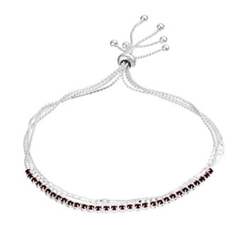 City Luxe Crystal Simulated Birthstone Multi-Strand Adjustable Chain Bracelet