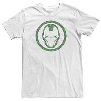 Big & Tall Marvel St. Patrick's Day Iron Man Plaid Logo Tee
