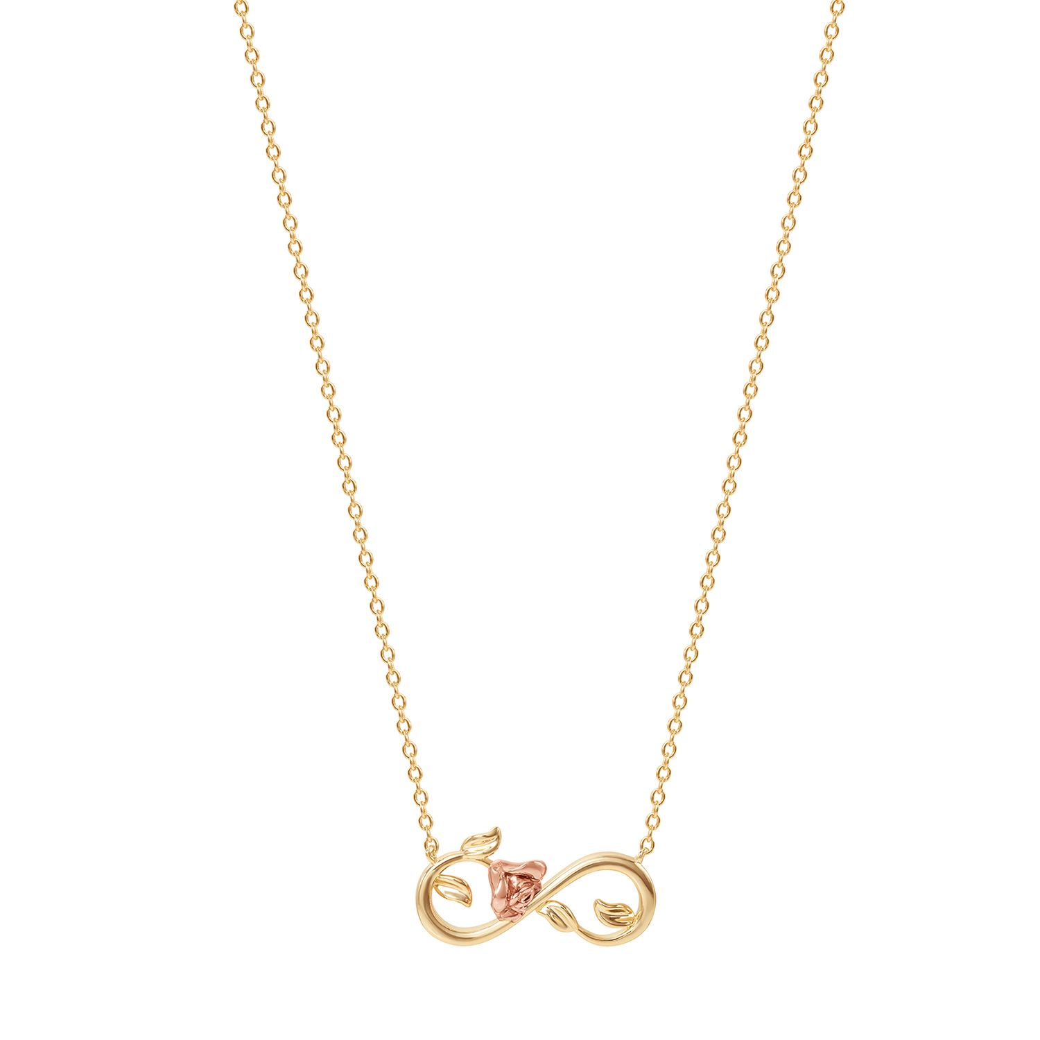 Image for Disney 's Belle Two-Tone 18k Gold Plated Rose Eternity Necklace at Kohl's.