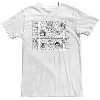 Big & Tall Marvel Character Gradient Line Art Text Tee