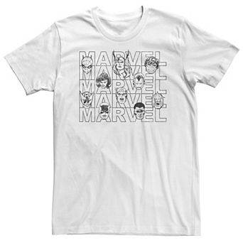 Big & Tall Marvel Character Gradient Line Art Text Tee