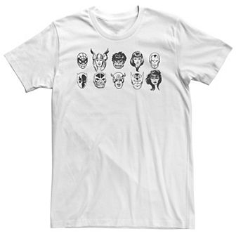 Big & Tall Marvel Character Lineup Heads Sketch Tee