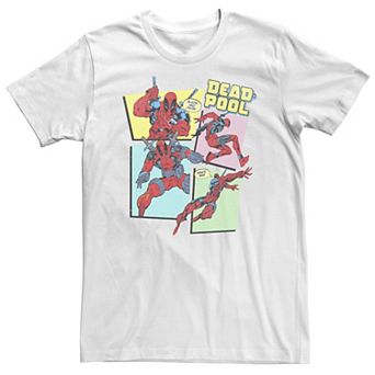 Big & Tall Deadpool Comic Style Action Portrait Panels Tee