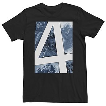 Big & Tall Marvel Fantastic Four Slanted Numeral Center Logo Tee