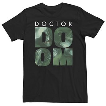 Big & Tall Marvel Doctor Doom Large Stacked Portrait Fill Text Tee