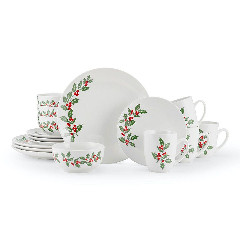 Holly Cheer Dinnerware Set, 16 Pieces