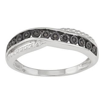 HDI Sterling Silver & Black Diamond Accent Twist Ring
