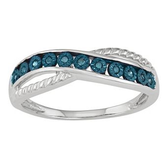 HDI Sterling Silver & Blue Diamond Accent Twist Ring
