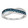 Sterling Silver & Blue Diamond Accent Twist Ring