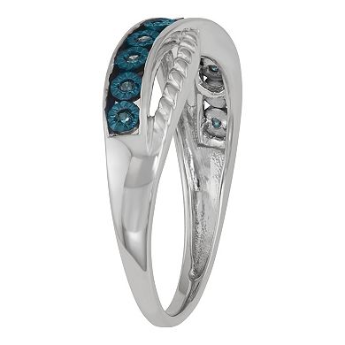 HDI Sterling Silver & Blue Diamond Accent Twist Ring