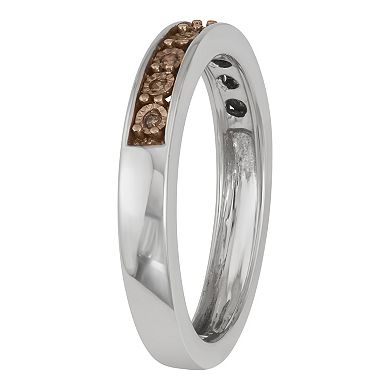 Sterling Silver & Brown Diamond Accent Band