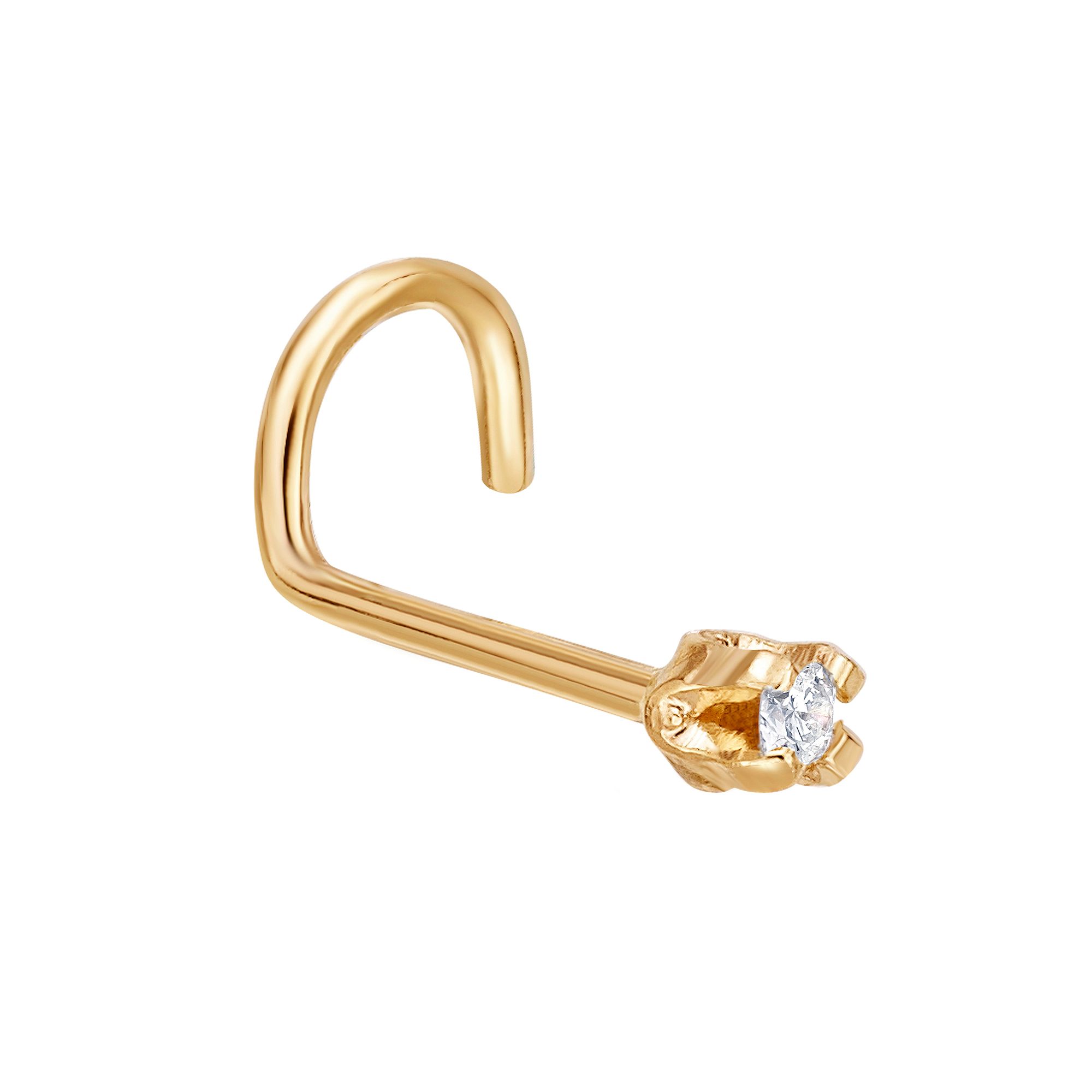 Lila Moon 14k Gold 1.3 mm Diamond Accent Curved Nose Stud, Womens
