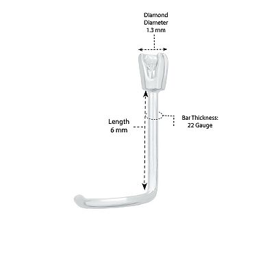 Lila Moon 14k Gold 1.3 mm Diamond Accent Curved Nose Stud