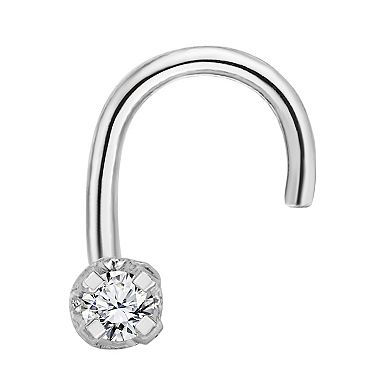 Lila Moon 14k Gold 1.3 mm Diamond Accent Curved Nose Stud