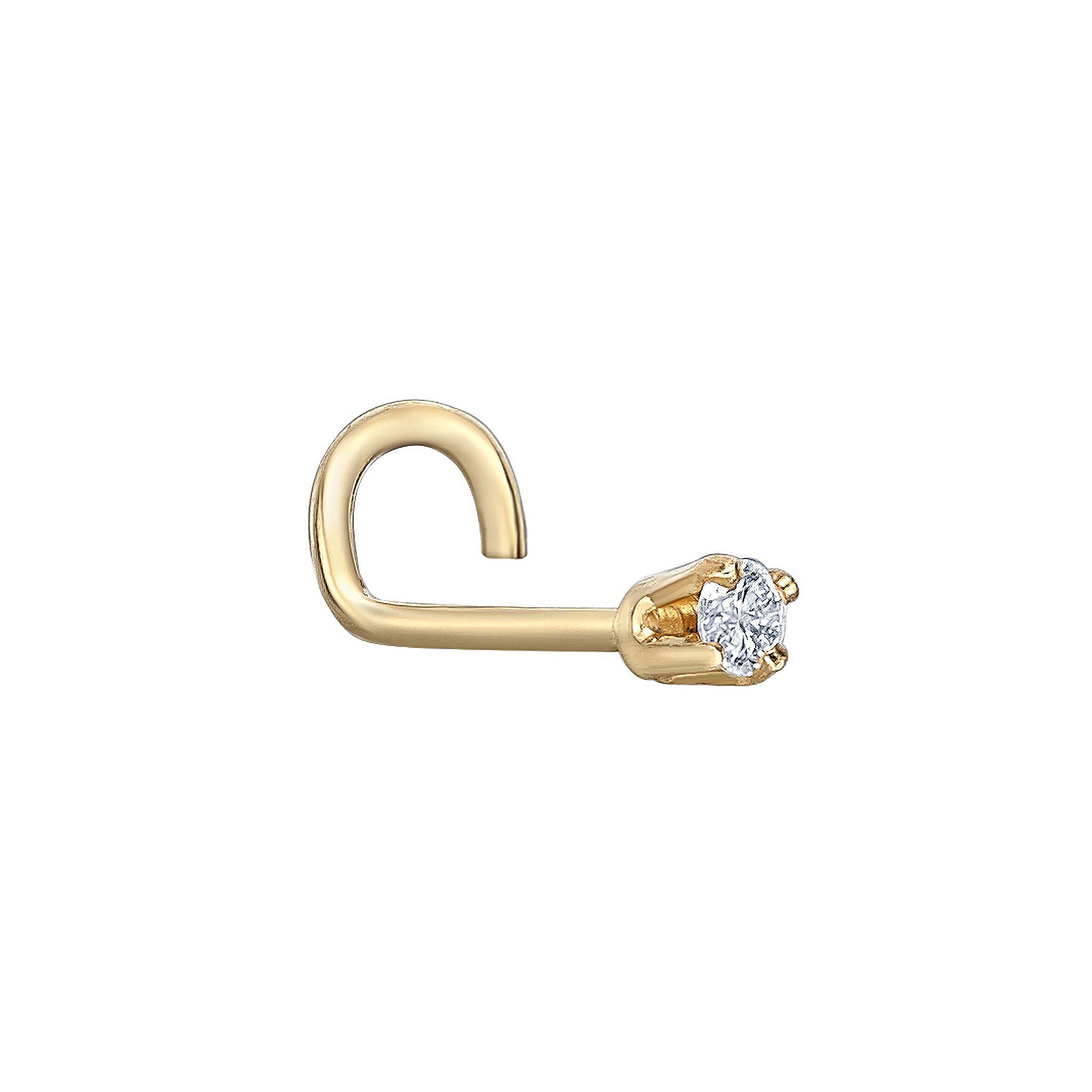 Lila Moon 14k Gold 1.7 mm Diamond Accent Curved Nose Stud, Womens