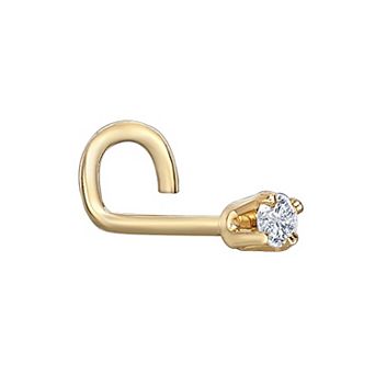 Lila Moon 14k Gold 1.7 mm Diamond Accent Curved Nose Stud
