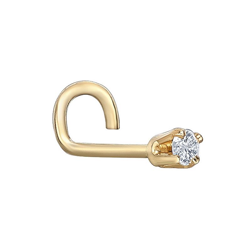 Lila Moon 14k Gold 1.7 mm Diamond Accent Curved Nose Stud, Womens, Yellow