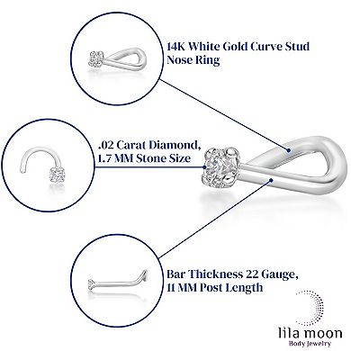 Lila Moon 14k Gold 1.7 mm Diamond Accent Curved Nose Stud