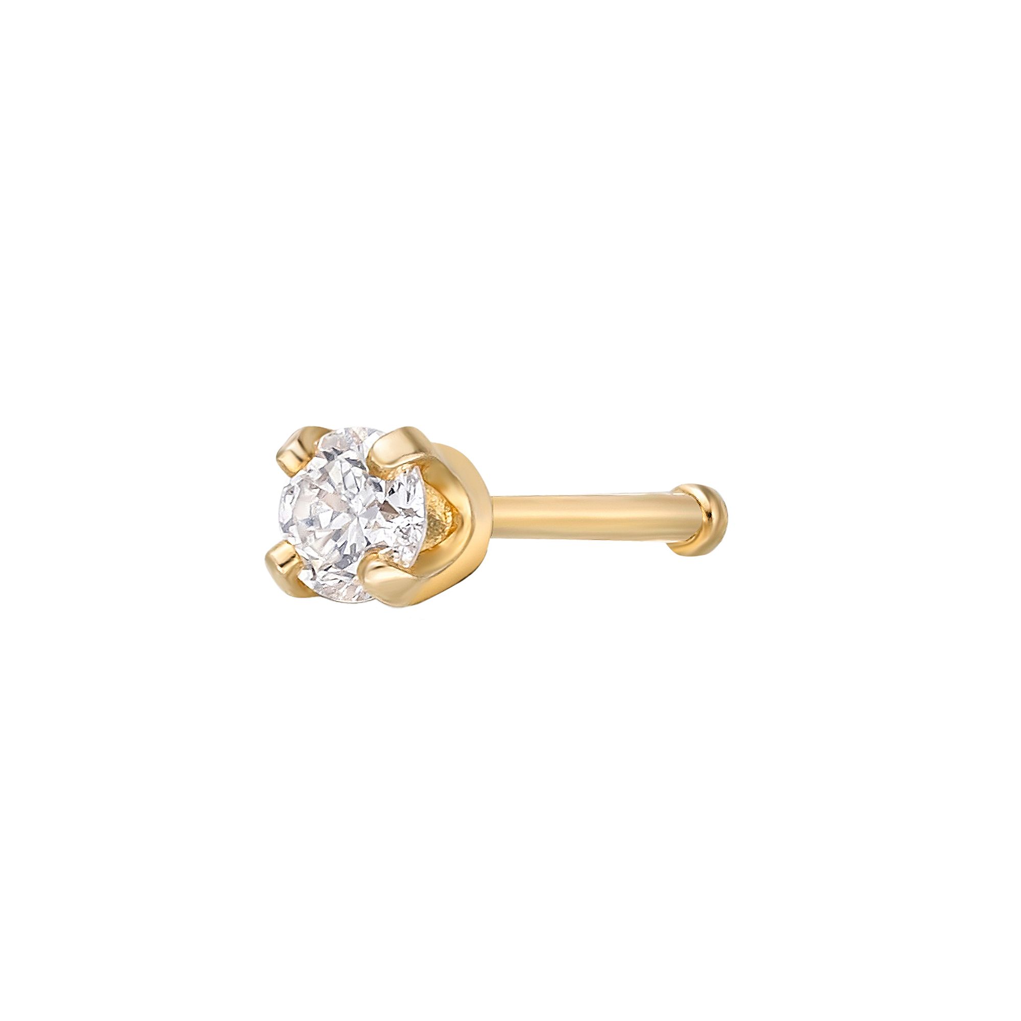 Lila Moon 14k Gold 2.7 mm Diamond Accent Nose Stud, Womens