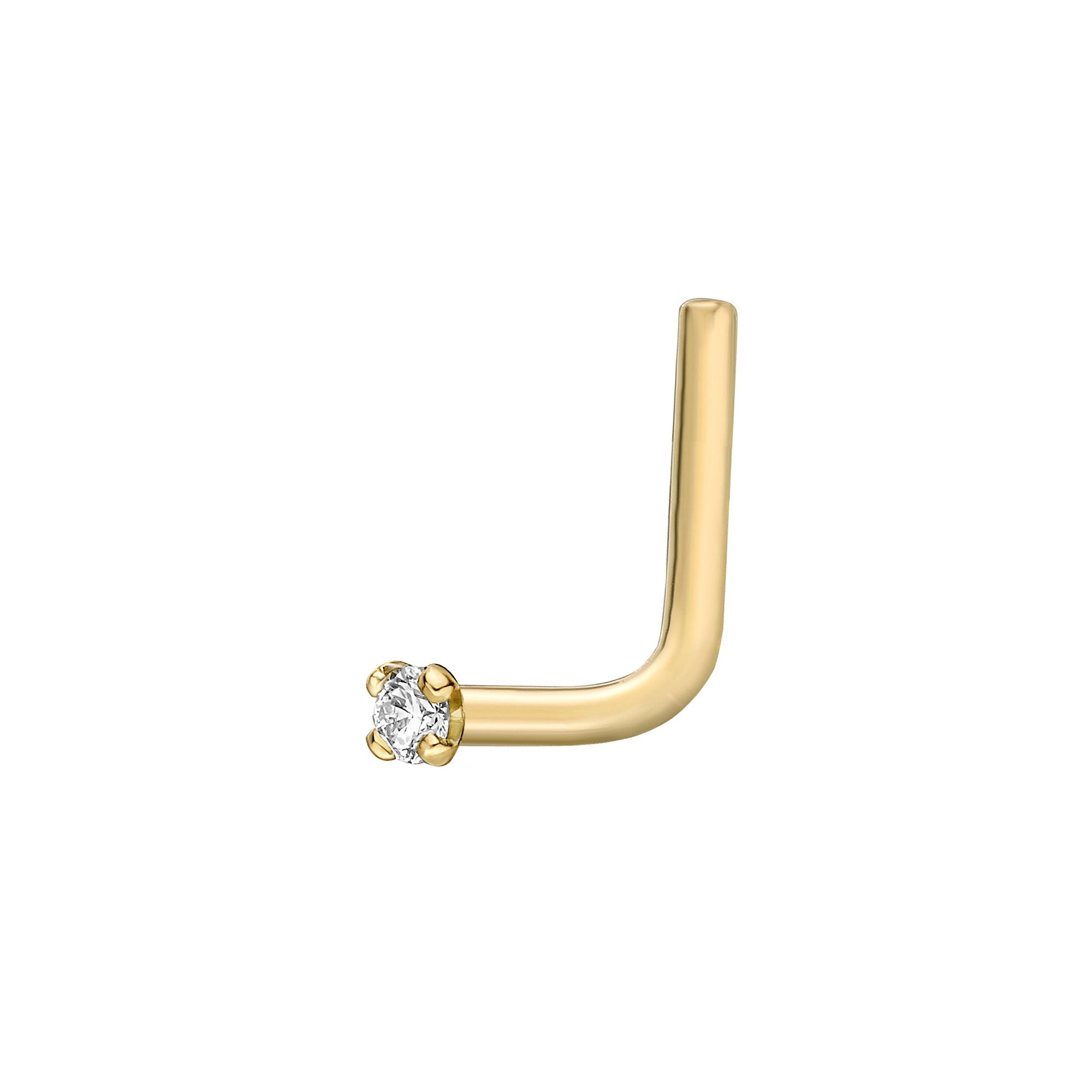 Lila Moon 14k Gold Diamond Accent L-Shape Nose Stud, Womens