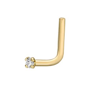 Lila Moon 14k Gold Diamond Accent L-Shape Nose Stud