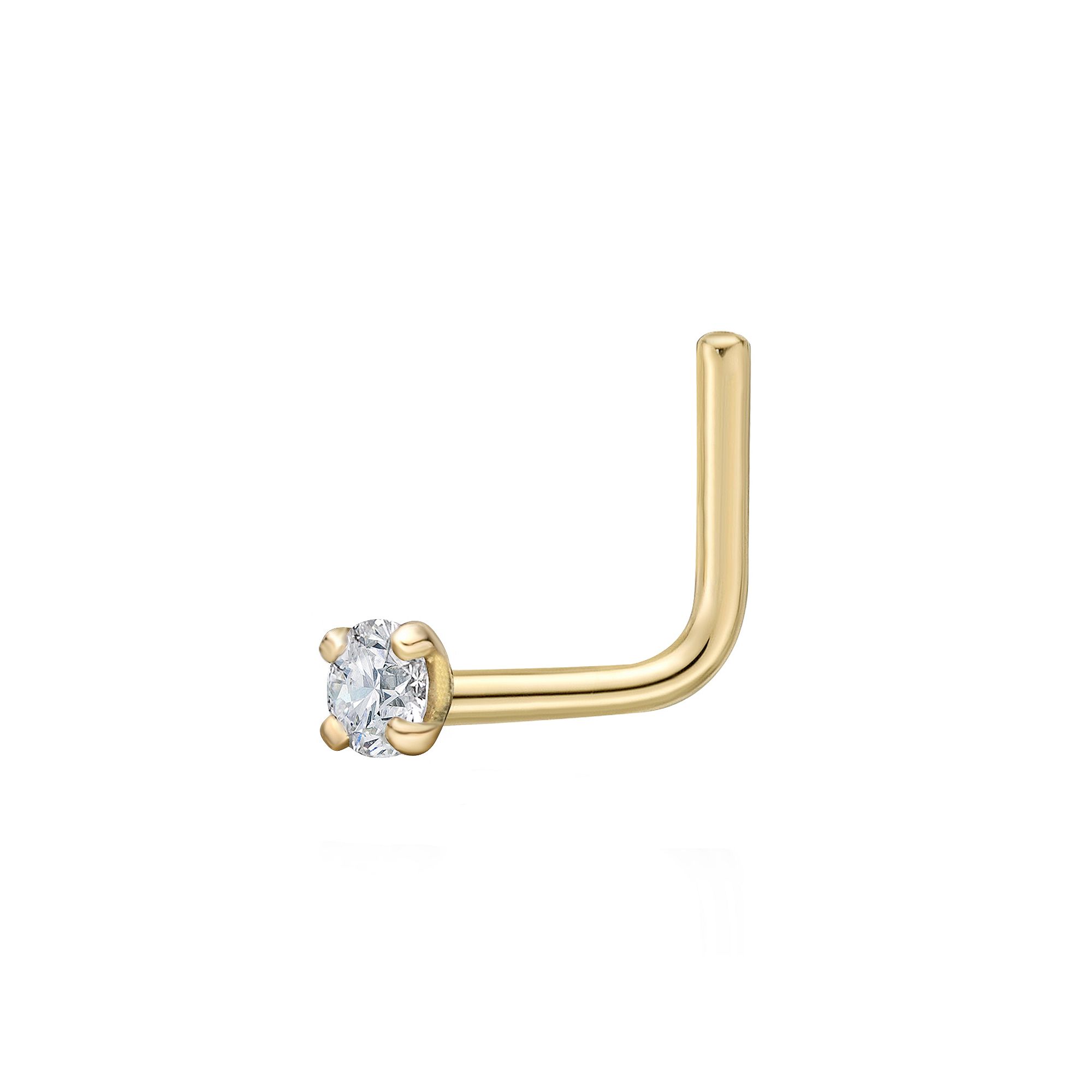 Lila Moon 14k Gold Diamond Accent L-Shape Nose Stud, Womens