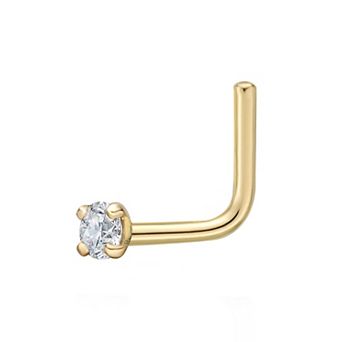 Lila Moon 14k Gold Diamond Accent L-Shape Nose Stud