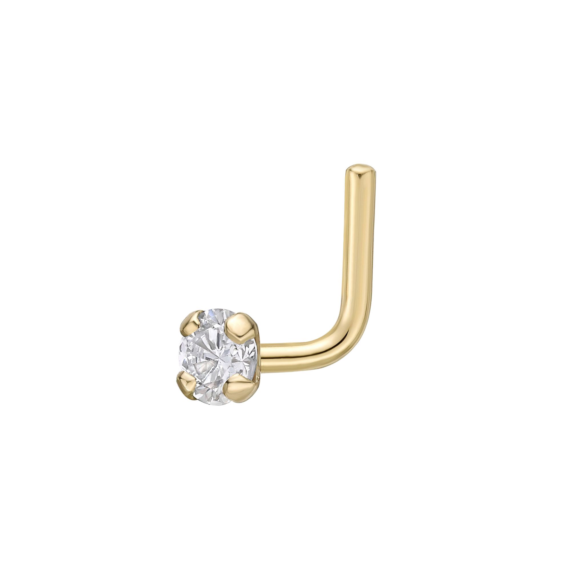 Lila Moon 14k Gold Diamond Accent L-Shape Nose Stud, Womens