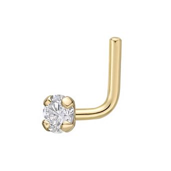 Lila Moon 14k Gold Diamond Accent L-Shape Nose Stud
