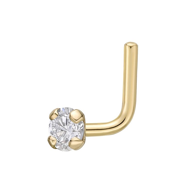 Lila Moon 14k Gold Diamond Accent L-Shape Nose Stud, Womens, Yellow