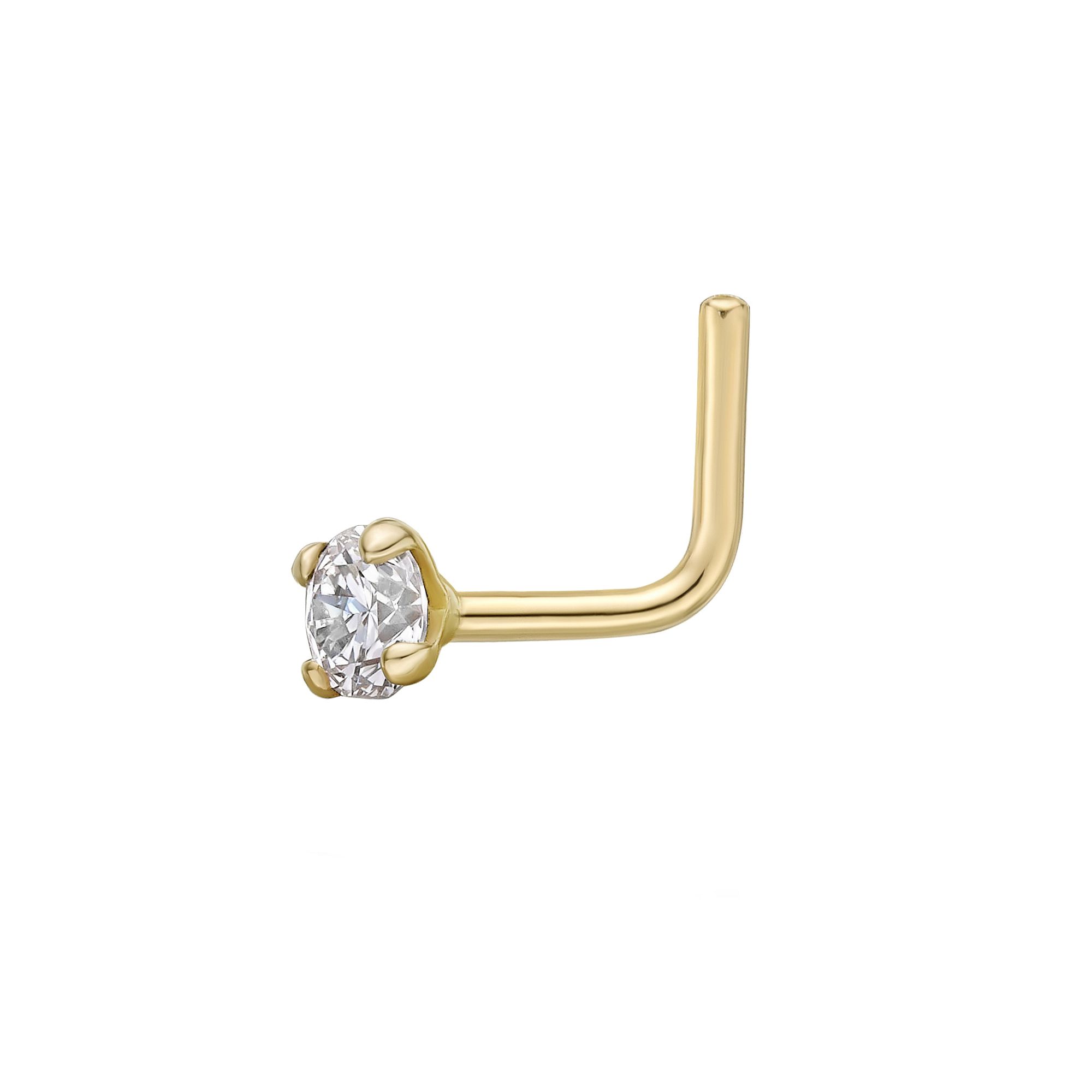 Lila Moon 14k Gold Diamond Accent L-Shape Nose Stud, Womens