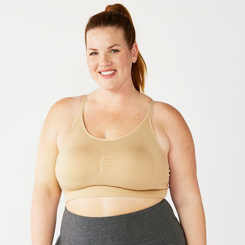 Plus Size Tek Gear® Seamless Low-Impact Adjustable Sports Bra, Women's, Size: 1XL, Mini Latte