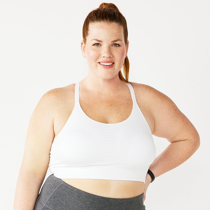 Plus Size Tek Gear® Seamless Low-Impact Adjustable Sports Bra, Women's, Size: 1XL, White