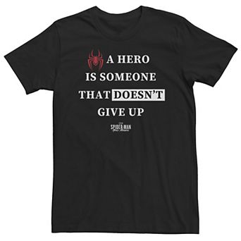Big & Tall Marvel Spider-Man: Miles Morales Don't Give Up Text Tee