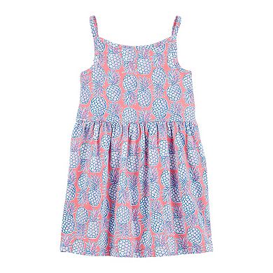 Toddler Girl Carter's Allover Print Ruffle Neck Tank Dress